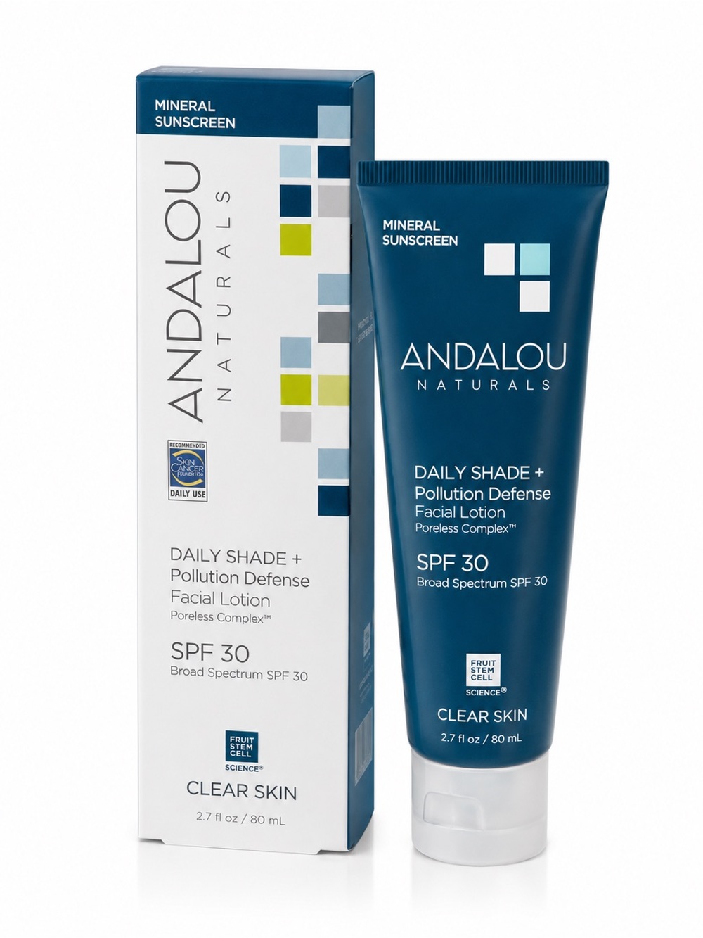 ANDALOU Daily Shade + Pollution Defense SPF30 Mineral Sunscreen Poreless Complex
